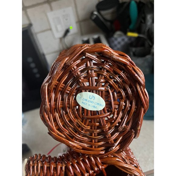 Adorable Vintage Wicker Bear Planter, Rattan Christmas Planter - Picture 2 of 5